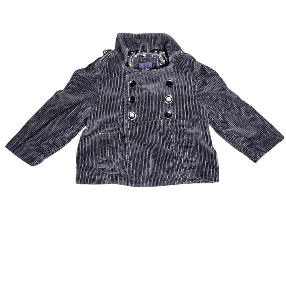 Baby Gap 12-18 months Girls Black Corduroy Button Up Jacket Polka Dot Lining